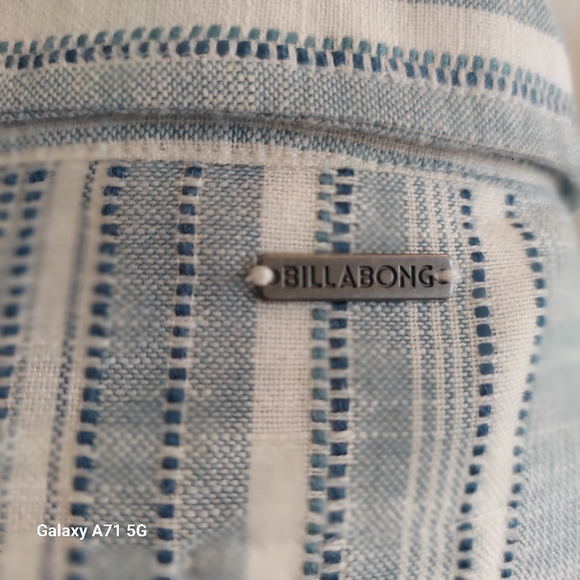 ๐ FINAL PRICE DROP Billabong Easy Movin Button Up Shirt Blue Woven Sz S - Picture 10 of 14